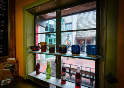 Looking out window